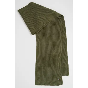 Tommy Hilfiger, Fular striat din bumbac si casmir, verde militar prafuit