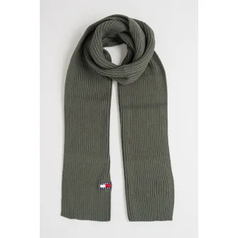Tommy Jeans, Fular din bumbac organic cu striatii Heritage, Verde feriga