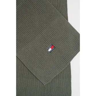 Tommy Jeans, Fular din bumbac organic cu striatii Heritage, Verde feriga