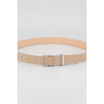 CALVIN KLEIN, Curea din piele cu logo discret, Maro taupe deschis, 90