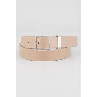 CALVIN KLEIN, Curea din piele cu logo discret, Maro taupe deschis, 90