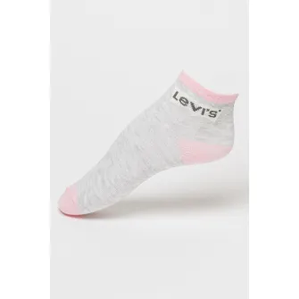 Levi's, Set de sosete scurte cu model colorblock - 3 perechi, Gri deschis, Alb, Roz pastel, 37.5-40 EU
