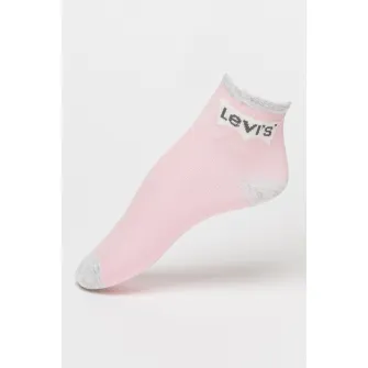 Levi's, Set de sosete scurte cu model colorblock - 3 perechi, Gri deschis, Alb, Roz pastel, 37.5-40 EU