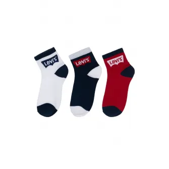 Levi's, Set de sosete scurte cu model colorblock - 3 perechi, Negru, Rosu inchis, Alb optic, 37.5-40 EU