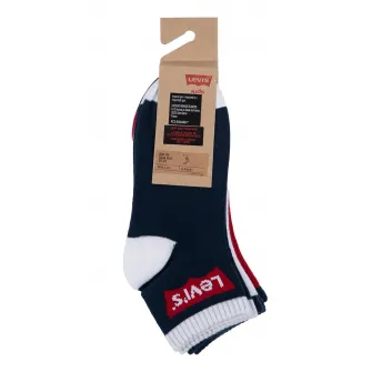 Levi's, Set de sosete scurte cu model colorblock - 3 perechi, Negru, Rosu inchis, Alb optic, 37.5-40 EU