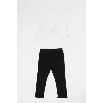 Mayoral, Set de tricou si colanti cu imprimeu, Negru, Alb optic, 110 CM