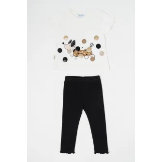 Mayoral, Set de tricou si colanti cu imprimeu, Negru, Alb optic, 110 CM