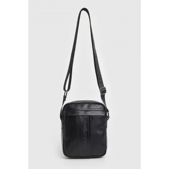 Pepe Jeans London, Geanta crossbody de piele ecologica Wolf Brant, Negru