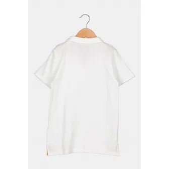 GUESS JEANS, Tricou polo cu logo discret, Alb, 146-152 CM