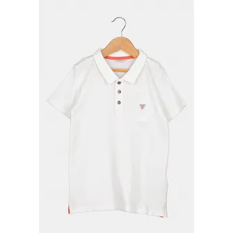 GUESS JEANS, Tricou polo cu logo discret, Alb, 146-152 CM