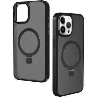 Husa de protectie A+ semitransparenta cu suport pentru iPhone 15 Pro Max negru