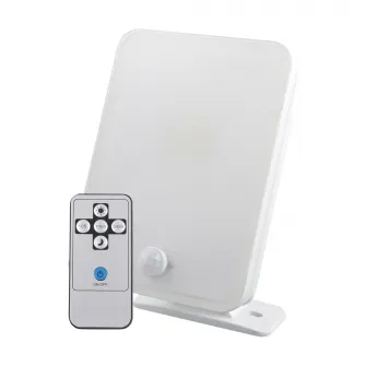 Proiector LED slim Strohm, cu senzor PIR/crepuscular si telecomanda, 10W, lumina neutra, IP65, Alb