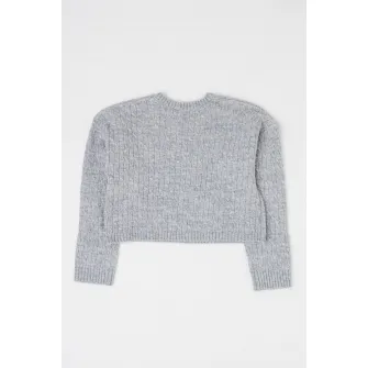 United Colors of Benetton, Pulover cu model torsade, Gri, 130 CM