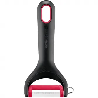Accesoriu pentru decojit legume si fructe Tefal Ingenio, lama rotativa, inox, capac de protectie, negru & rosu