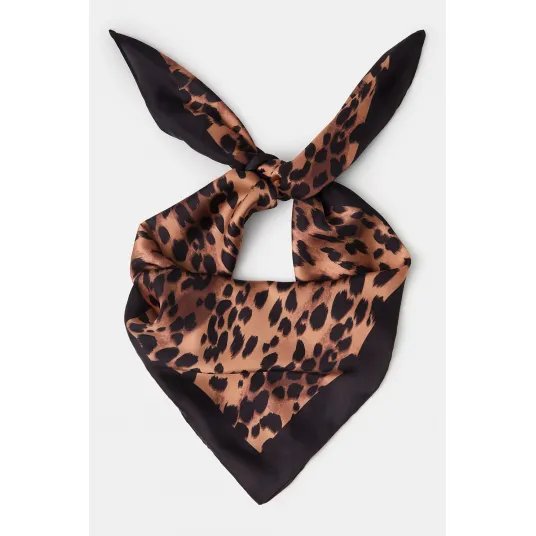 Accessorize London, Esarfa cu model animal, Negru, Maro camel