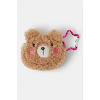 Accessorize London, Geanta in forma de urs cu talisman, Maro camel, Roz