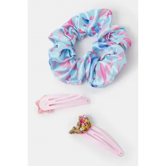 Accessorize London, Set de accesorii de par - 3 piese, Albastru pastel, Roz deschis