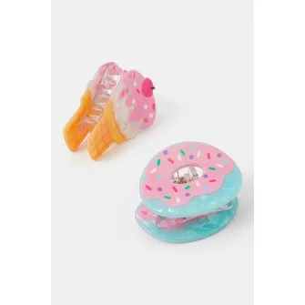 Accessorize London, Set de clame de par - 2 piese, Albastru pastel, Roz pastel