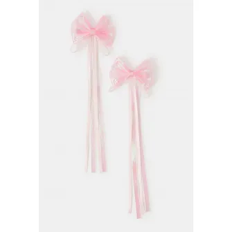 Accessorize London, Set de clame de par cu funda - 2 piese, Roz deschis