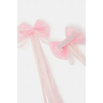 Accessorize London, Set de clame de par cu funda - 2 piese, Roz deschis