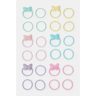 Accessorize London, Set de elastice de par cu fluturi - 24 piese, Multicolor