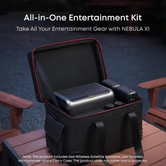 All-in-One Entertainment Kit Anker Nebula X1, 2 boxe wireless, 2 microfoane wireless, husa pentru transport, Negru