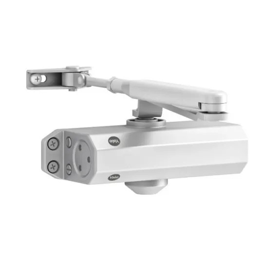 Amortizor cu brat standard Yale seria 3500, aluminiu, rezistent la foc, clasa 2 - 4, 182 x 60 x 41 mm, Alb