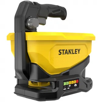 Aparat/dispozitiv de imprastiat gazon/fertilizator/ingrasamant/seminte/sare Stanley FatMax STCOE300B, 18V V20, 6 viteze, latime imprastiere 13-18 cm, capacitate rezervor 5L, nu include incarcator/acumulator in setul de livrare
