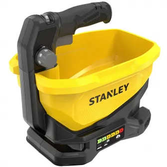 Aparat/dispozitiv de imprastiat gazon/fertilizator/ingrasamant/seminte/sare Stanley FatMax STCOE300B, 18V V20, 6 viteze, latime imprastiere 13-18 cm, capacitate rezervor 5L, nu include incarcator/acumulator in setul de livrare