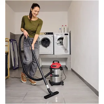 Aspirator multifunctional umed/uscat Einhell TC-VC 1540 S, putere 900 W, capacitate de aspirare 180 mbar, rezervor din otel inoxidabil de 15 L, suport pentru accesorii
