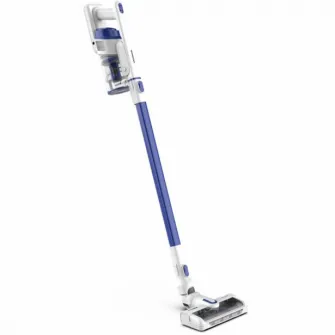 Aspirator vertical Heinner FastClean 140 HSVC-PDC140BL, Utilizare dubla: aspirare de mana sau verticala, Perie electrica cu LED, Acumulator Li: 22.2V, 2200mah, Motor DC, Putere: 140W, 2 viteze, Autonomie (low/high): 44/22 min, Filtru HEPA, Alb/Albastru