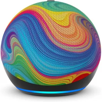 Boxa inteligenta Amazon Echo Dot Kids (5th Gen), Alexa, Wi-Fi, Bluetooth, control parental, Rainbow Swirl