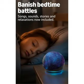Boxa inteligenta Amazon Echo Dot Kids (5th Gen), Alexa, Wi-Fi, Bluetooth, control parental, Rainbow Swirl