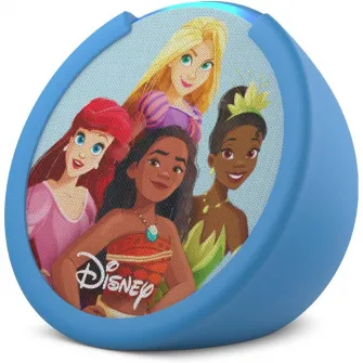 Boxa inteligenta Amazon Echo Pop Kids, Alexa, Wi-Fi, Bluetooth, control parental, Disney Princess