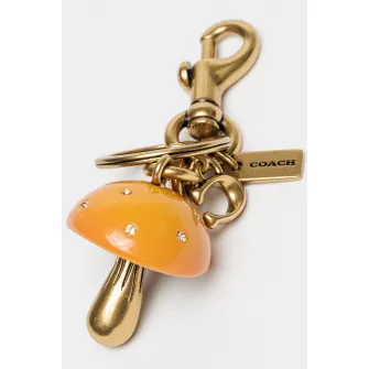 COACH, Breloc cu talisman ciuperca, Alb, Galben sofran