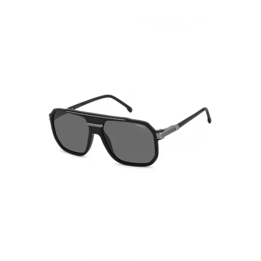 Carrera, Ochelari de soare dreptunghiulari cu logo, Negru, Argintiu, 60-16-145