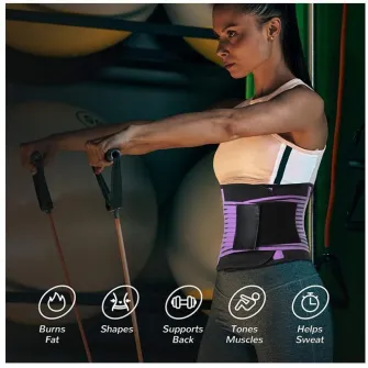 Centura de slabit ?Omelivon®, tip corset, refacere postnatala, suport lombar, compresie dubla, talie si abdomen, neopren, modelare, corector postura, rosu, marime xl