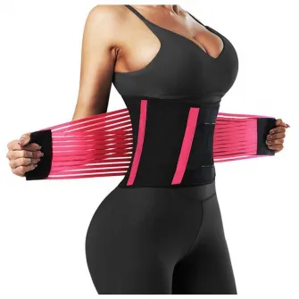 Centura de slabit ?Omelivon®, tip corset, refacere postnatala, suport lombar, compresie dubla, talie si abdomen, neopren, modelare, corector postura, rosu, marime xl