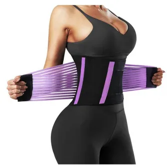 Centura de slabit ?Omelivon®, tip corset, refacere postnatala, suport lombar, compresie dubla, talie si abdomen, neopren, modelare, corector postura, violet, marime xl
