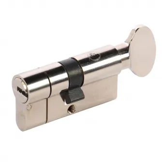 Cilindru siguranta patentat cu buton Yale 2100, alama, 5 chei cu amprenta, 30 x 30 mm, nichelat