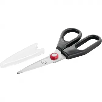 Foarfeca de bucatarie Tefal Ingenio, inox, lame detasabile, capac de protectie, compatibilitate cu masina de spalat vase, negru & rosu
