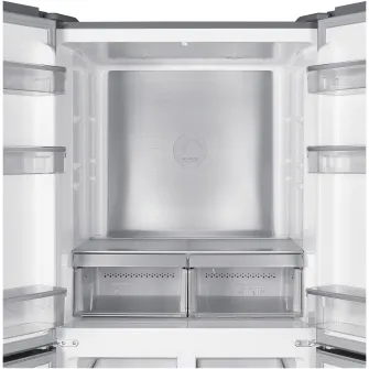 Frigider side-by-side Tesla RM4700FHBE, 466 l, Clasa E, Total No Frost, Motor Inverter, Zona convertibila, Metal Cooling, Display LED, H 180 cm, Sticla Neagra