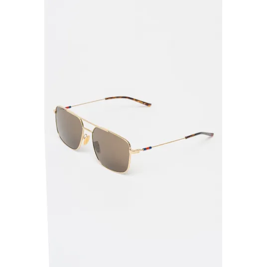 Gucci, Ochelari de soare cu rama metalica, Auriu, Maro cognac, 59-16-145