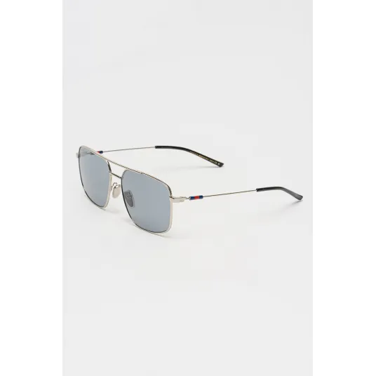 Gucci, Ochelari de soare cu rama metalica, Negru, Argintiu, 59-16-145