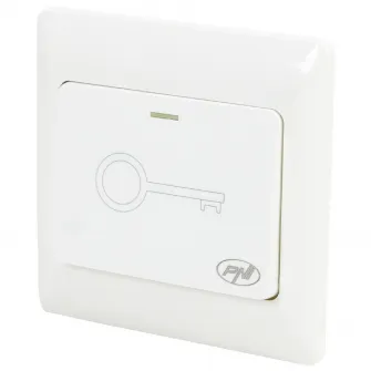 Intrerupator de acces incastrabil PNI PB101 contact iesire NO/COM, max. 36V 3A, alb
