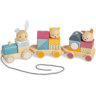 Jucarie de tras Bigjigs Toys, Animalute vesele