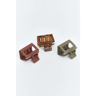 LC WAIKIKI, Set de 3 clestisori de par, Maro, Kaki