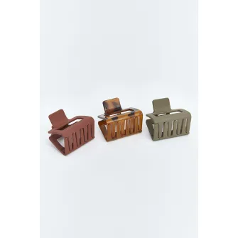 LC WAIKIKI, Set de 3 clestisori de par, Maro, Kaki