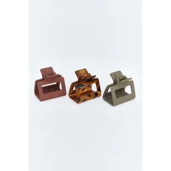 LC WAIKIKI, Set de 3 clestisori de par, Maro, Kaki