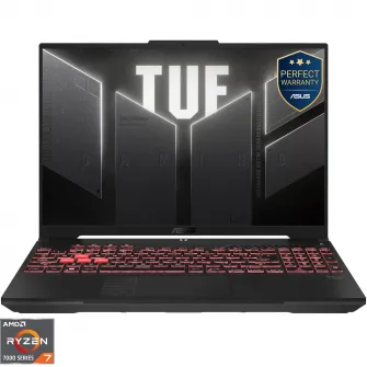 Laptop Gaming ASUS TUF A16 FA607NUQ cu procesor AMD Ryzen™ 7 170 pana la 4.75GHz, 16'', Full HD+, WUXGA, 144Hz, IPS, 16GB DDR5 RAM, 512GB SSD, NVIDIA® GeForce RTX™ 4050 6GB GDDR6, No OS, Mecha Gray